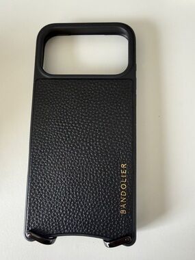 Bandolier Black & Gold Leather  Crossbody iPhone Case I phone 17 pro max